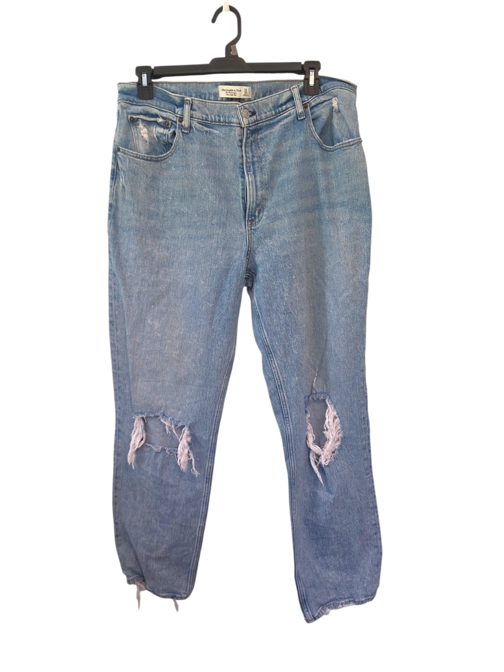 Abercrombie & Fitch The 90's Straight Ultra High Rise Jeans Distressed Size 16